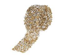 Rouleau de ruban en maille strass étincelant, enveloppe cristal diamant pour décoration de mariage, fête d'anniversaire, bordure pailletée 1 m, facile à couper et dos adhésif (jaune cristal)