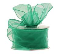 Rouleau de ruban en organza transparent avec fil de fer pour sapin de Noël, fabrication de couronnes, emballages cadeaux, nœuds et décoration de mariage (vert émeral, 50 mm)