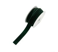Rouleau de ruban en velours de 10 m pour décoration de couronne de sapin de Noël, travaux manuels, emballages et nœuds (2,5 cm, vert foncé)