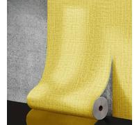 Rouleau de sticker mural 3D en mousse de lin - Imperméable et couleur unie - Pour décoration d'intérieur, salon, chambre à coucher, salle de bain (jaune) - 50 cm x 10 m