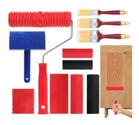 Rouleau de structure murale, 11 pièces outil de grain de caoutchouc avec poignée, kit de rouleau de peinture pour la décoration de la maison décoration de meubles artisanat jardin paysage été