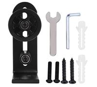 Rouleau de support réglable pour porte de grange, guide au sol, rouleau de support, pulvérisation, noir, sans perçage, toboggan lisse durable en acier pour l'intérieur et l'extérieur