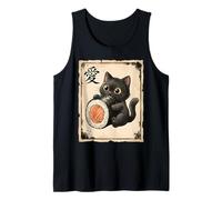 Rouleau de Sushi Kawaii Mignon Chat Noir câlin Art Japonais Anime Débardeur