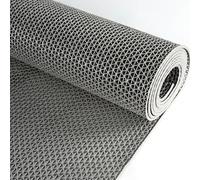 Rouleau de tapis d'extérieur en caoutchouc antidérapant de 4,5 mm, imperméable, avec drainage, taille personnalisable pour salles de bains, garages, piscines, gris, 120 x 100 cm