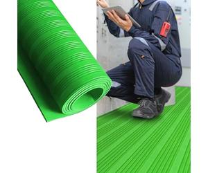 Rouleau de tapis en caoutchouc isolé robuste de 0,6 m x 5 m / 2ft x 16.4ft - Tapis de sécurité électrique non conducteur pour atelier et utilisation industrielle - Protection durable du sol vert