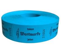 Rouleau de tickets « Wertmark » bleu trilingue - 1000 démolitions numérotées en continu - Marque gastronomique - Festival - Marque de restauration - Événement d'entreprise - Fête populaire - Club -