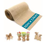 Rouleau de Tissu de Jute 10m x 1,14m Marron Naturel - Chemin de Table en Toile de Jute - Tissu d'Ameublement Vendu au Mètre pour Travaux Manuels, Bricolage, Jardinage