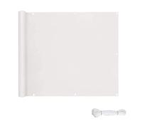 Rouleau de tissu d'ombrage imperméable résistant aux UV de 0,95 x 10 m avec clips et cordes pour extérieur, terrasse, piscine, jardin - Bâche de protection solaire blanche