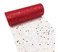 Rouleau de tissu en tulle, Lot de 2 rouleaux de tulle à paillettes hexagonales multicolores de 9 mètres for décoration DIY(Red)