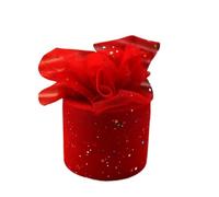 Rouleau de tissu en tulle, Ruban de tulle à paillettes multicolore 6 cm x 25 yards(Red)