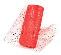 Rouleau de tissu tulle, Rouleau de tulle pailleté multicolore de 15 cm x 9 m(Red)