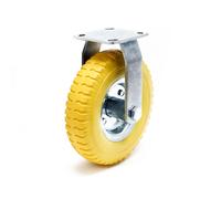 Wiltec Roulette de transport fixe increvable - Ø 225 mm - Capacité 100 kg - en PU Polyuréthane - Roue avec Plaque de montage - Transport Appareil Accessoire Meuble - Usage silencieux