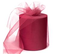 Rouleau de tulle bordeaux de 15,2 cm x 181,4 m pour tutu, décoration de mariage, fête prénatale, fête d'anniversaire, toile de fond, emballage cadeau de Noël, nœud, fournitures d'artisanat