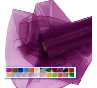 Rouleau de tulle en organza transparent et brillant pour décoration de fête de mariage, fête prénuptiale, chemin de table (30 cm x 45 m, violet)
