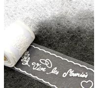 Generique Rouleau de tulle Vive les mariés 8 cm x 10 m Blanc