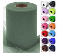 Rouleau de tulle transparent pour jupe tutu, emballage cadeau de Noël, mariage, fête prénatale, décorations de fête, loisirs créatifs - Vert sauge - 15,2 cm x 91,4 m
