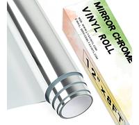 Rouleau de vinyle permanent chromé, 30,5 cm x 2,4 m, vinyle PET chromé argenté pour Cricut, Silhouette Cameo, rouleau de vinyle argenté pour autocollant décoratif, décoration de fête