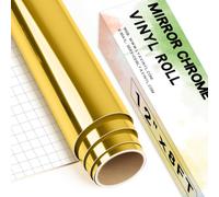 Rouleau de vinyle permanent chromé, 30,5 cm x 2,4 m, vinyle PET chromé pour Cricut, Silhouette Cameo, rouleau de vinyle doré pour autocollant décoratif, décoration de fête