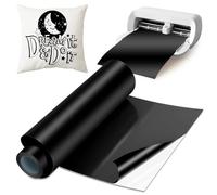 Rouleau de vinyle Smart Iron on pour Cricut Joy Xtra - 24 cm x 500 cm - Noir - Smart Heat Transfer - Film vinyle pour traceur HTV - Film vinyle autocollant en polyuréthane pour traceur textile - Pour