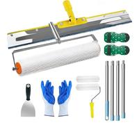 Rouleau Debulleur Ragreage,Ensemble De Pose De Sols En Résine Époxy,Comprenant Un Rouleau à Peinture,Une Raclette Autonivelante,Des Chaussures à Clous,Des Gants,Une Raclette Et Une Perche Télescopique