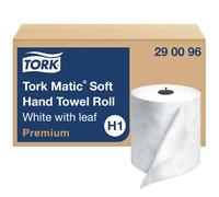 Rouleau d'essuie-mains doux Tork Matic blanc Premium H1, absorption rapide, longue dur e, pais, 2 paisseurs, 6 rouleaux x 575 pi 290096