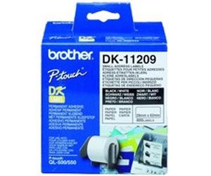 Rouleau d'étiquettes adhésives prédécoupées papier 29x62mm Brother - DK11209