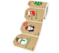 Rouleau d'étiquettes festives - 250 étiquettes de nom de dessin animé pour emballage de vacances, autocollants amovibles pour enveloppe de boîte et travaux manuels, inscriptible pour e