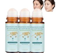 Rouleau d'huile d'encens de ricin raffermissant et lissant, adoucit la peau sèche et rugueuse, huile de ricin biologique pressée à froid, rouleau d'huile de ricin en quartz rose, (3PCS)