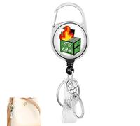 Rouleau d'insigne de feu pour conteneur à ordures - Porte-badge portable avec mousqueton - Porte-badge robuste avec mousqueton rotatif à 360 ° - Porte-badge pour grue