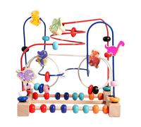 Rouleau en bois de labyrinthe de perles - Bois 22,2 x 21 x 14,8 cm | Jouets Cercle Animal Montagne Russe Abaque coloré avec dinosaures | Jouet éducatif préscolaire pour apprentissage