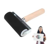 Rouleau en caoutchouc | Rouleau d'artisanat avec poignée en bois - Applicateur d'encre, pinceau pour impression artistique, estampage, papier peint, transfert, projets de scrapbooking