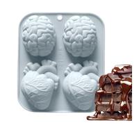 Rouleau en silicone pour chocolat - Cerveau 3D et formes de cœur en forme multiple | Plateau de cuisson Sinigura pour résine époxy, savon, son, gelée - Accessoires de fête d'Halloween et