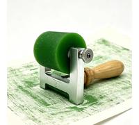 Rouleau Encreur Professionnel En Caoutchouc - Outil 2-en-1 Pour Gravure, Impression Sur Bloc Et Jointage - Poignée Ergonomique En Bois, Cadre En Aluminium - Applicateur Résistant Aux Solvants
