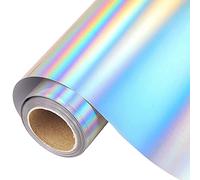Rouleau Flex Thermocollant pour Tissu - 30,5 cm x 152 cm Vinyle Thermocollant pour Couper et Silhouette Cameo, Tissu Thermocollant Vinyle pour Fers, Presses à Chaud, Tissus (Argent Holographique)