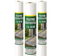 Rouleau Géotextile - 1 X 10 M - 150g/M2 - Feutre Anti Mauvaises Herbes - Aménagement Paysager Lot De 3