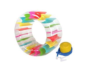 Rouleau Gonflable Bouée Flottante Piscine Roue D'Activité Aquatique en PVC Résistant pour Exercice Collectif Adapté à La Pelouse Parc Piscin, 130cmx60cm
