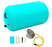 Rouleau gonflable de gymnastique avec pompe 100x60 cm PVC Vert Noir G