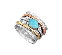 Rouleau Jouets Anneaux pour hommes et pierres précieuses tricolores européennes Bagues en verre de mariage américain Bagues Clous Bijoux (Silver, 12)