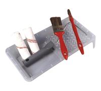 Rouleau lasure 100mm (2 pièces) et pinceau (2 pièces) avec poignée et bac - GREEN PLAISANCE - 09964