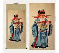 Rouleau mural, peinture murale, peinture sur rouleau, peinture bouddhiste Thangka, brocart Thangka, histoire mythologique Statue du Dieu de la Terre Peinture Dessin sur rouleau de soie Dojo Peintures