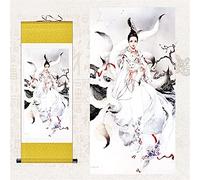 Rouleau mural, peinture murale, peinture sur rouleau, peinture bouddhiste Thangka, brocart Thangka, peintures for salon Statue de renard à neuf queues peinture suspendue peinture décorative peinture s