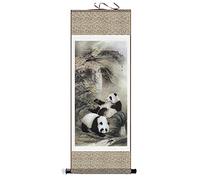 Rouleau mural, peinture murale, peinture sur rouleau, peinture bouddhiste Thangka, brocart Thangka, peinture sur rouleau de panda, peinture chinoise suspendue, peinture sur soie de fleurs et d'oiseaux