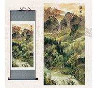 Rouleau mural, peinture murale, peinture sur rouleau, peinture Thangka bouddhiste, brocart Thangka, dessin de paysage sur rouleau de soie, peinture décorative for chambre à coucher, peinture sur soie