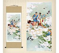 Rouleau mural, peinture murale, peinture sur rouleau, peinture Thangka bouddhiste, brocart Thangka, portrait de bouvier et de tisserande, peinture sur rouleau, décoration de salon, peinture murale de