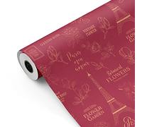 Rouleau papier cadeau, grand rouleau 62cm x 100m • Modèle PARIS couleur grenat • Idéal pour : Boutiques Commerces Boutiques emballer des cadeaux Anniversaires Baby Showers Mariages Décoration