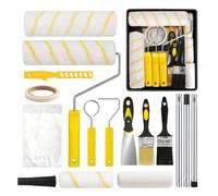 Rouleau Peinture Set, 18 Pièces Ensemble de Rouleaux de Peinture avec Rouleau 4/9 Inch Pinceaux Bac à Peinture Grattoir Rallonge Outils de Peinture pour Murs Plafond Portes Garnitures