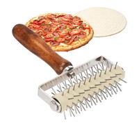 Rouleau Pique Pate, 20,5cm Pâte à Pizza Docker en Acier Inoxydable, Rouleau à Ptisserie avec Pointes et Poignée en Bois, Rouleau à Pâtes pour Biscuit, Pain, Gâteau, Pizza, Lavable au Lave-Vaisselle