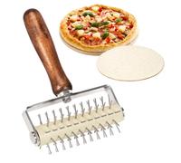 Rouleau Pique-Pâte, Rouleau à Aiguilles Fait Maison en Acier Inoxydable Rouleau Pate Pizza avec Poignée en Bois, Lavable au Lave-Vaisselle pour Pizza Crust ou Pâte à Pâtisserie
