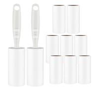 Rouleau Poils Animaux, 10 Rouleaux avec 2 DéRouleurs, Rouleau Adhesif Vetement TrèS Collant, Rouleau Anti Peluche pour VêTements, Canapé, Lit, Poils De Chat, Poils De Chien Et Tapis, Rouleau Adhesif