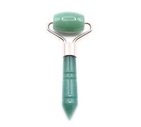 Rouleau pour le visage en pierres précieuses - Outil de soin de la peau en cristal naturel avec double têtes de rouleau et pochette en coton - (quartz rose, jade, améthyste, obsidienne noire et plus